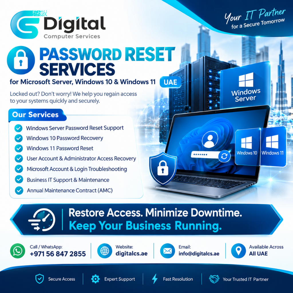 Password Reset Services for Microsoft Server, Windows 10 & Windows 11 UAE