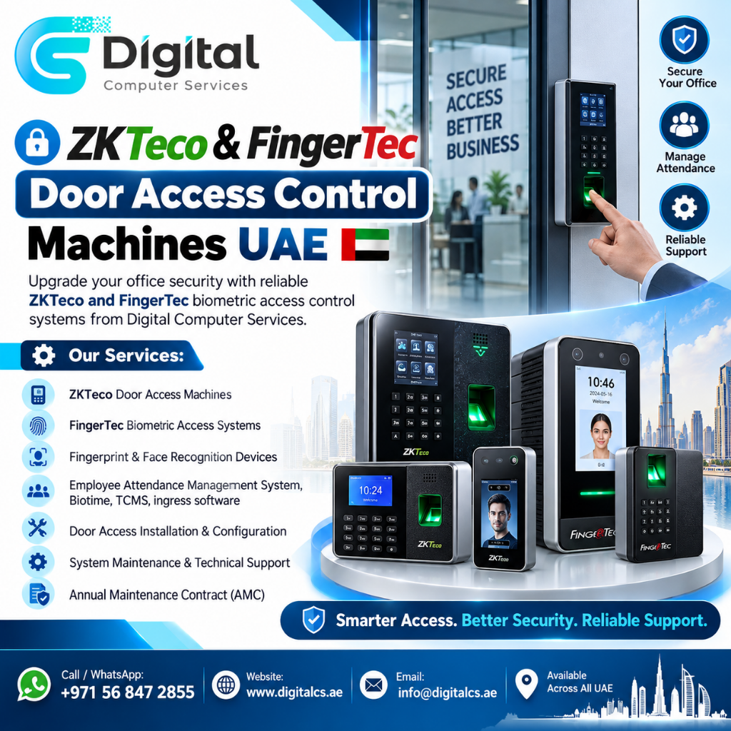 ZKTeco & FingerTec Door Access Machines UAE | Digital Computer Services